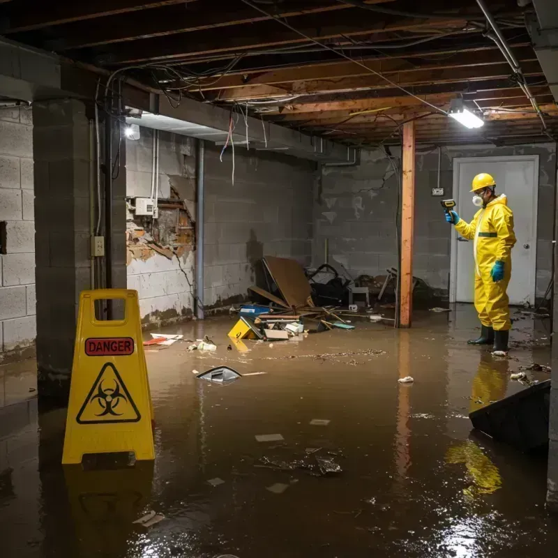 Flooded Basement Electrical Hazard in Arcola, IL Property